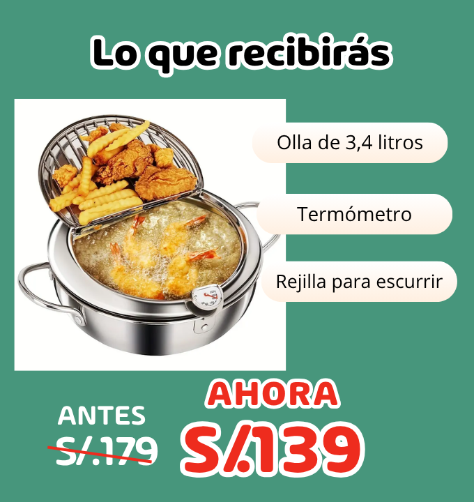 Olla tipo Japonesa de fritura profunda de 3,4 litros