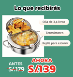 Olla tipo Japonesa de fritura profunda de 3,4 litros